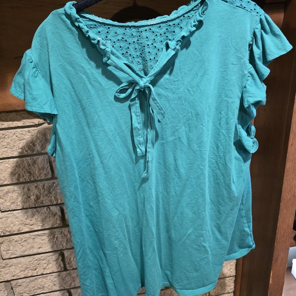 LOFT Turquoise Eyelet Top - Picture 4 of 4